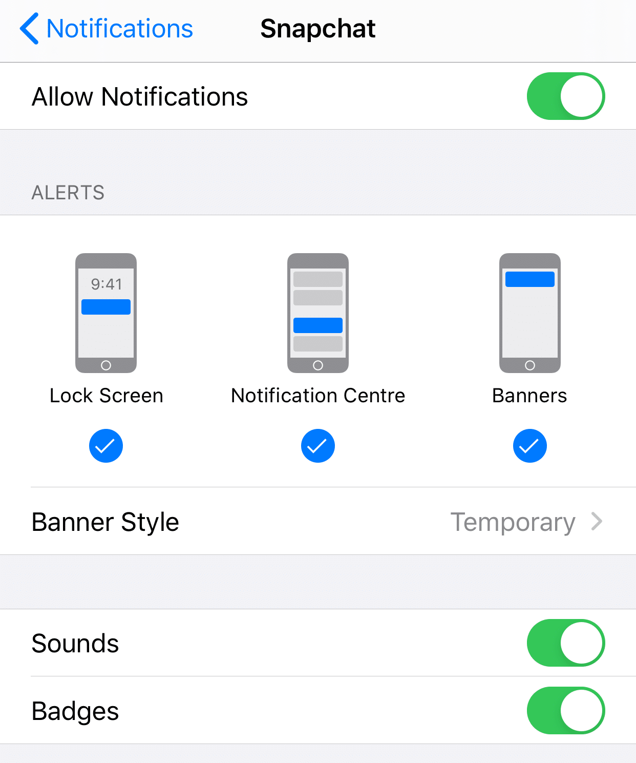 turn on notification settings in settings on IOS/iPhone to fix snapchat notification sound not working