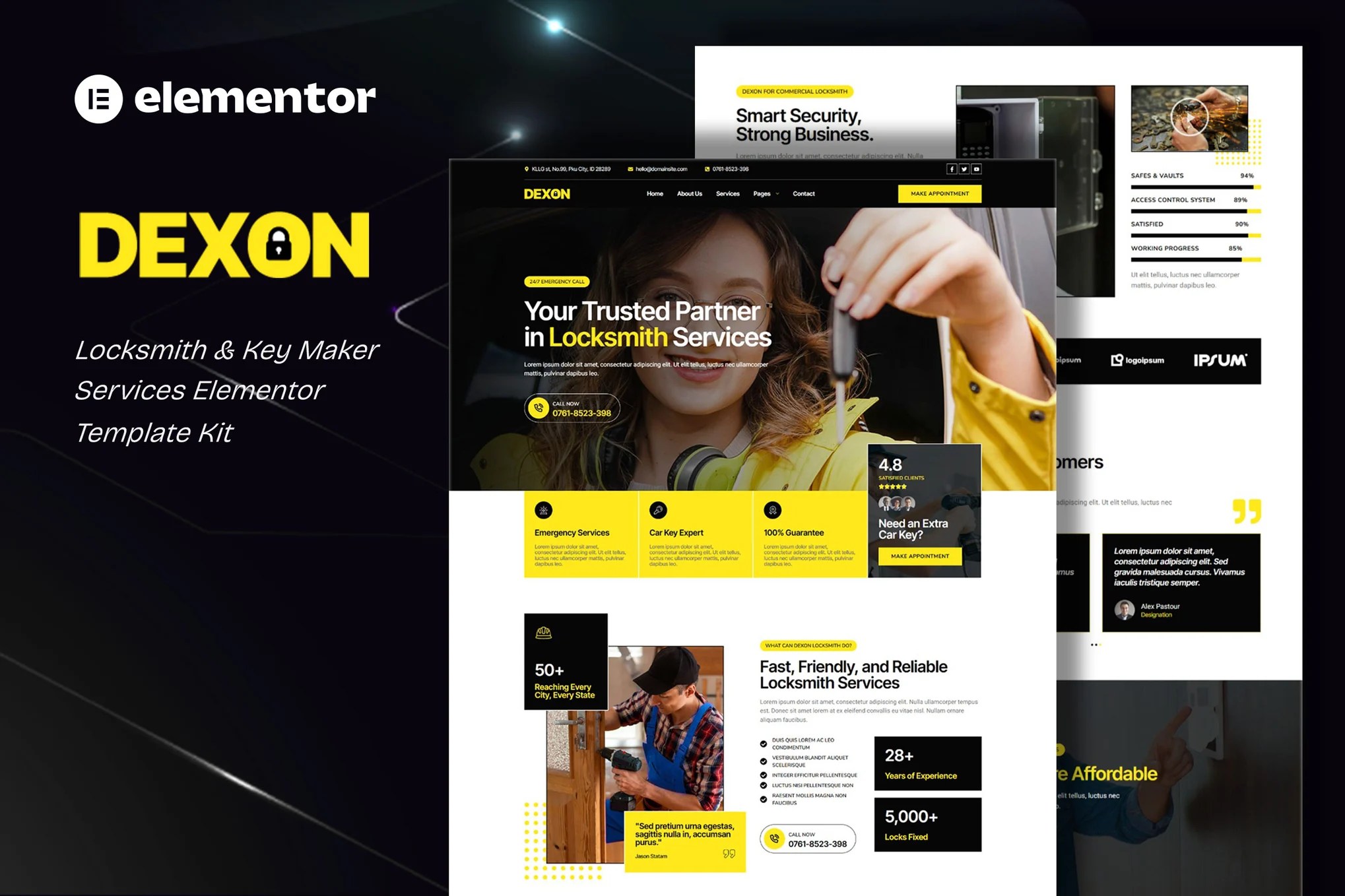 Dexon - Locksmith & Key Maker Services Elementor Template Kit