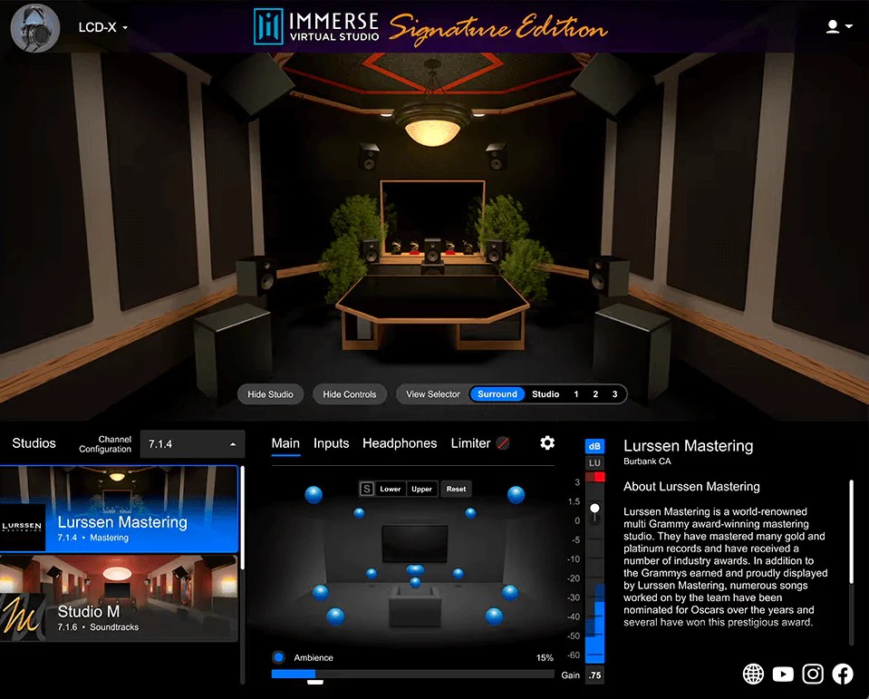 Embody Immerse Virtual Studio Signature Edition Lurssen Mastering