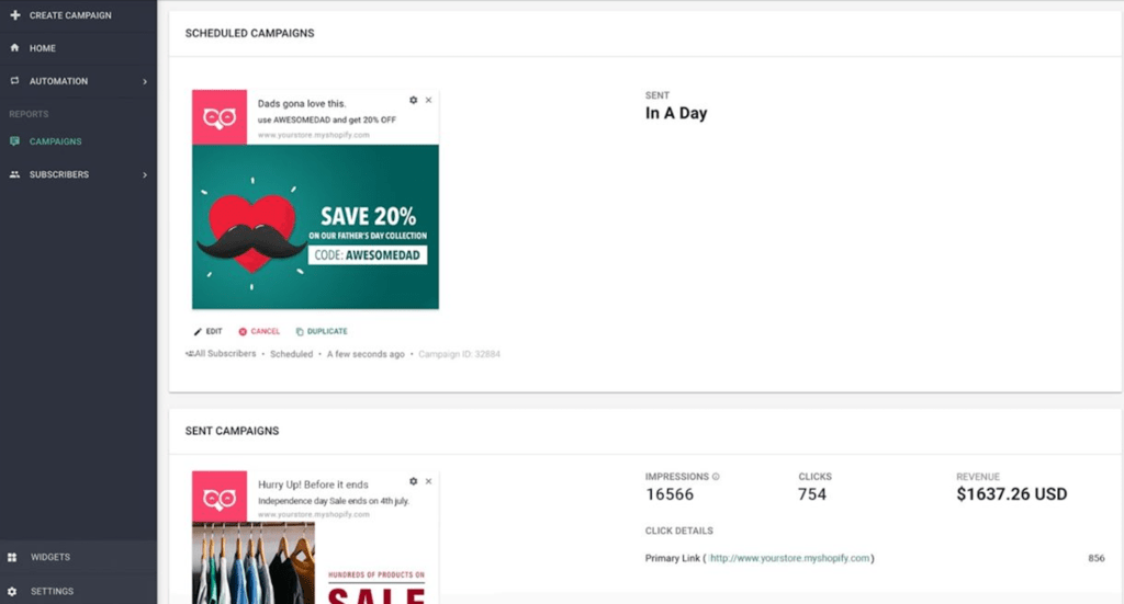 Web Push Notifications Performance Dashboard