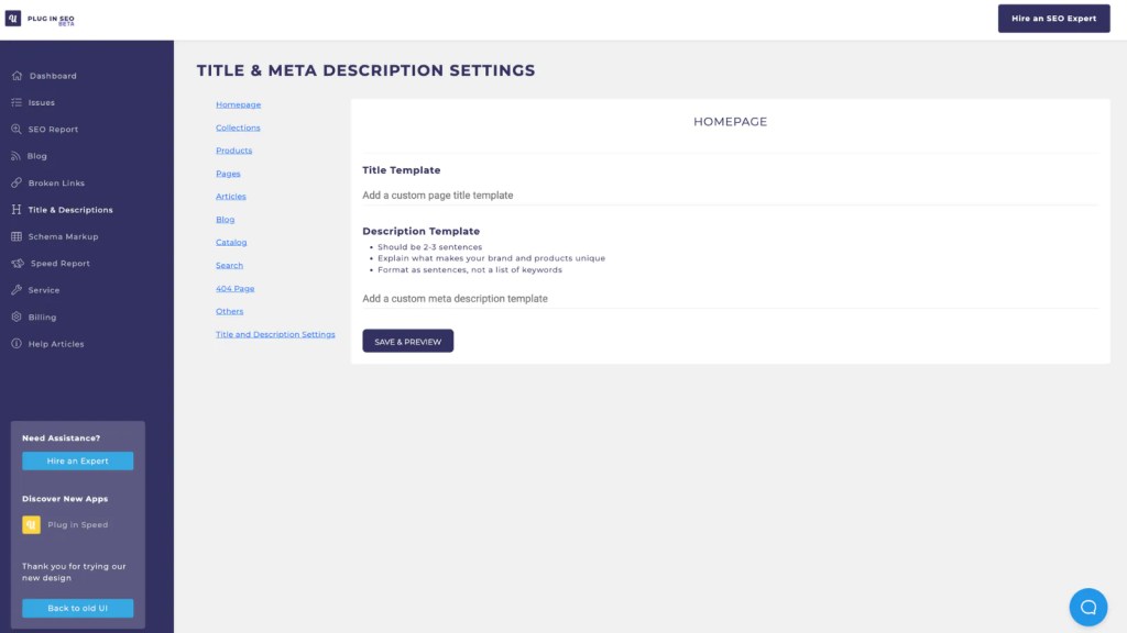 meta descriptions