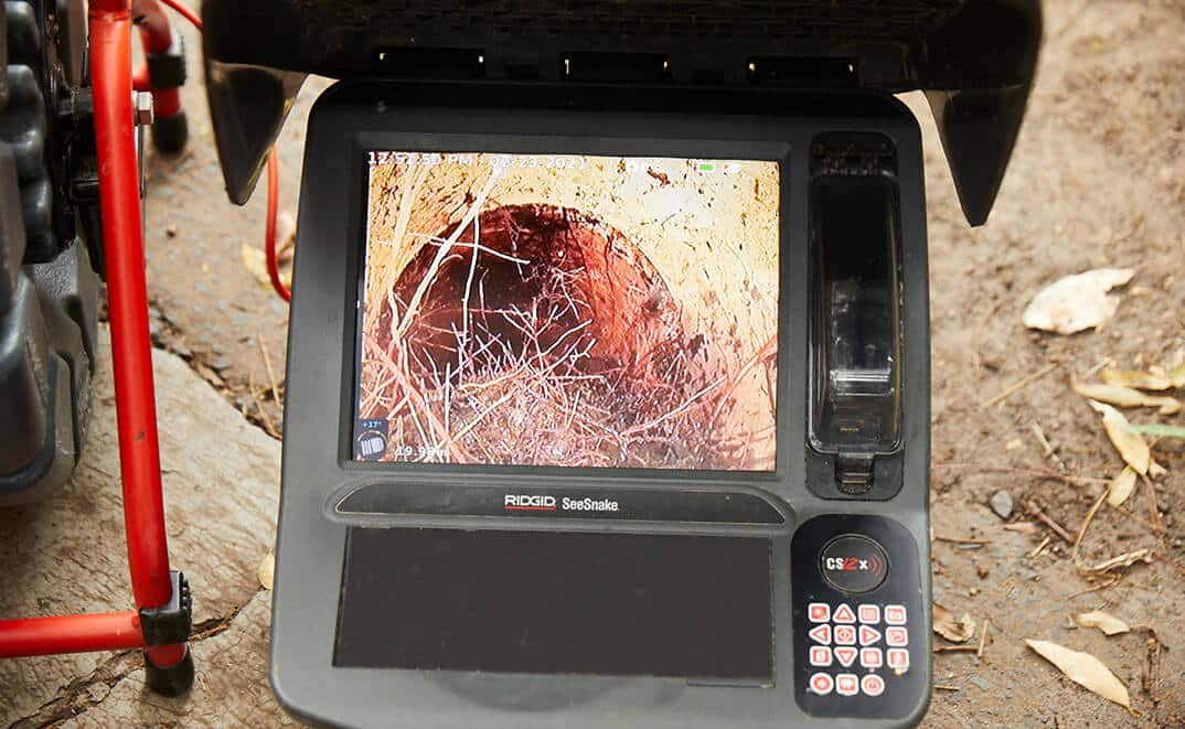 Image of a drain camera showing the inside of a pipe