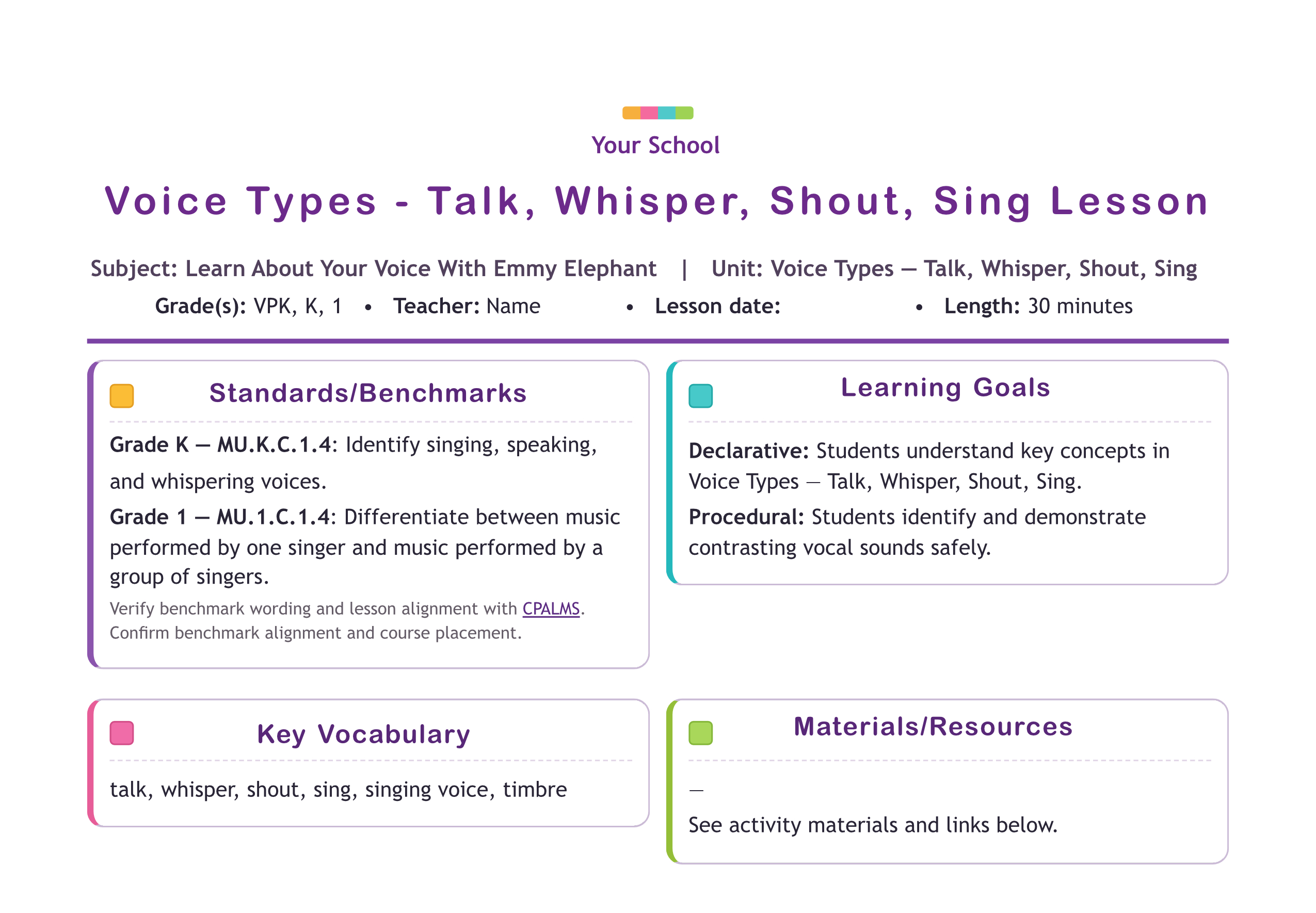 Free elementary music lesson plan builder with Music Animals activities and assessments image