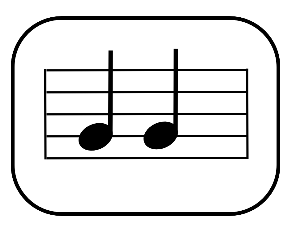 A graphic of repeating notes on the staff.