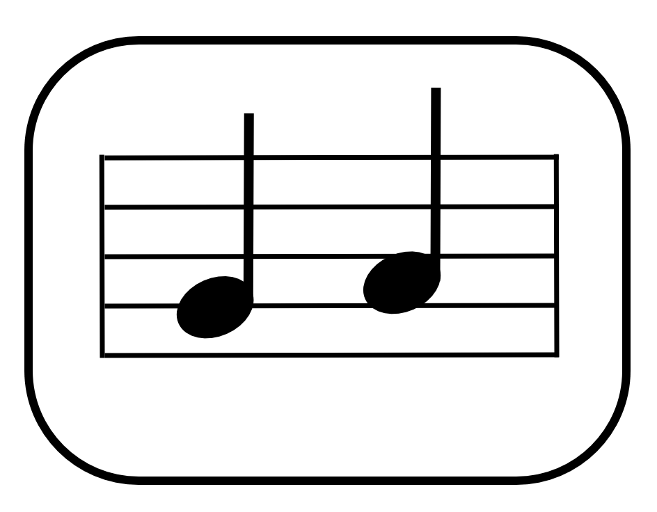 A graphic of stepping notes on the staff.