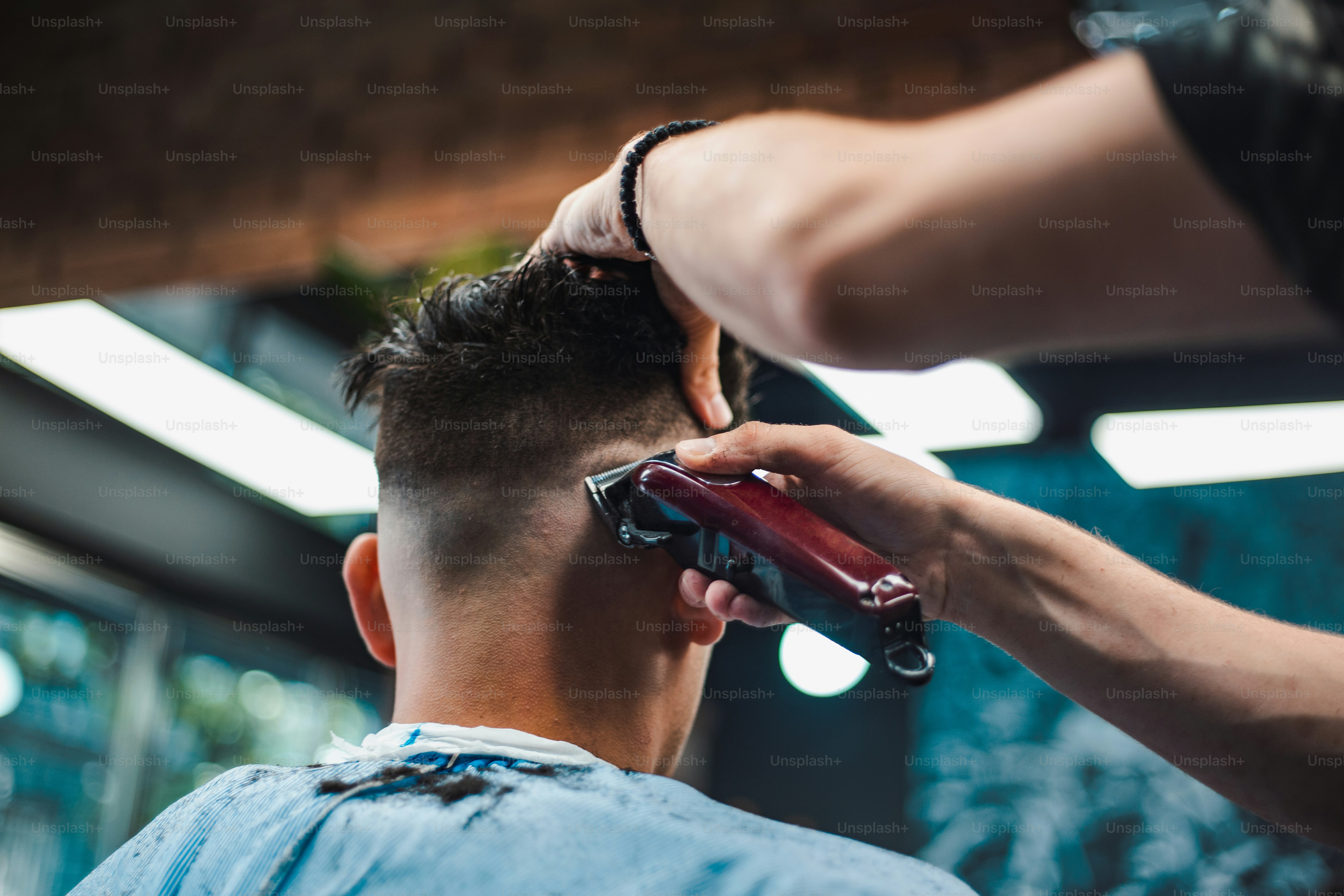 Close Up Shot Of Man Getting Trendy Haircut At Barber Shop Male - Download Beautiful Space Image | 8K