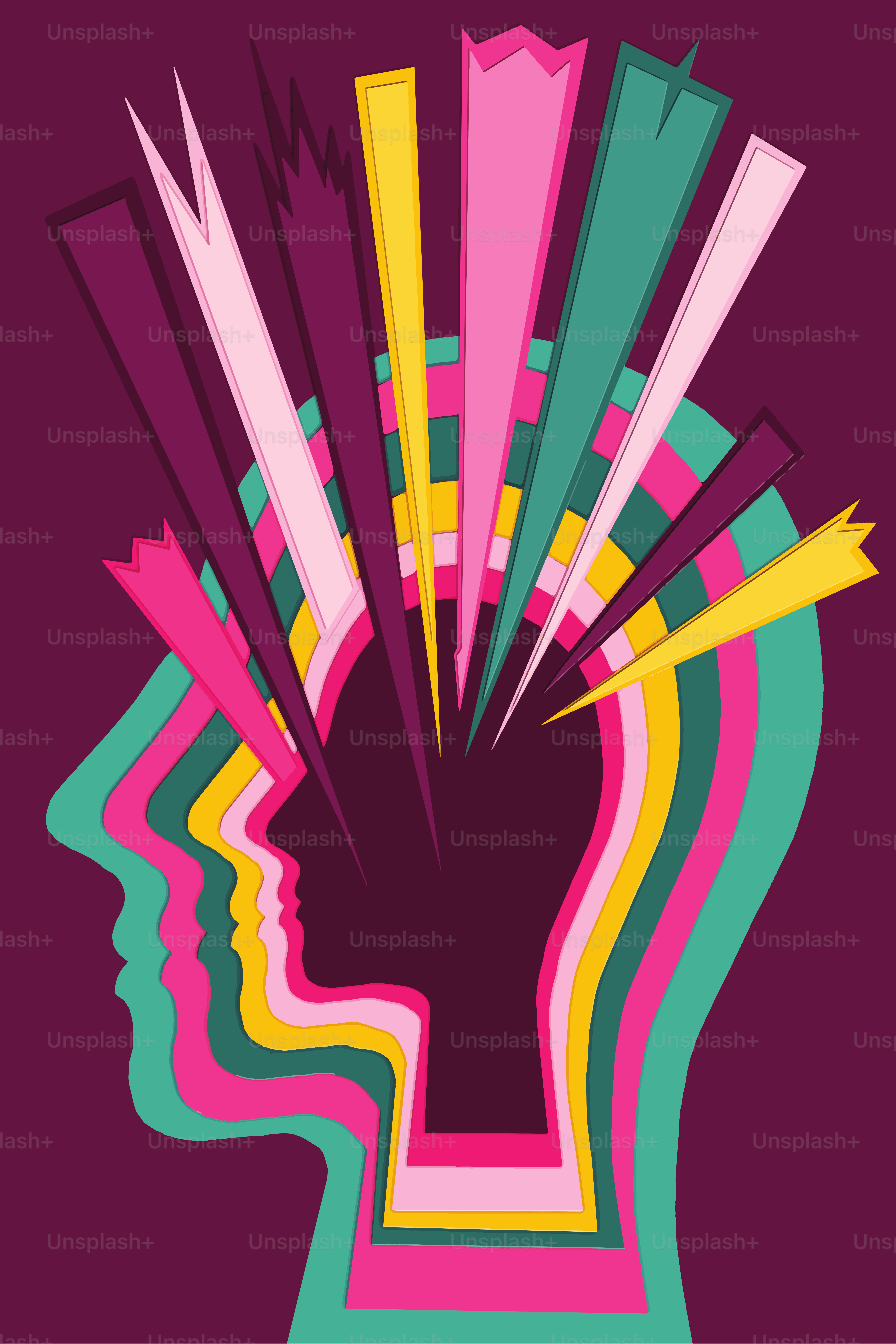 Vektor Siluet Kepala Manusia Dalam Seni Potongan Kertas Dengan Bayangan