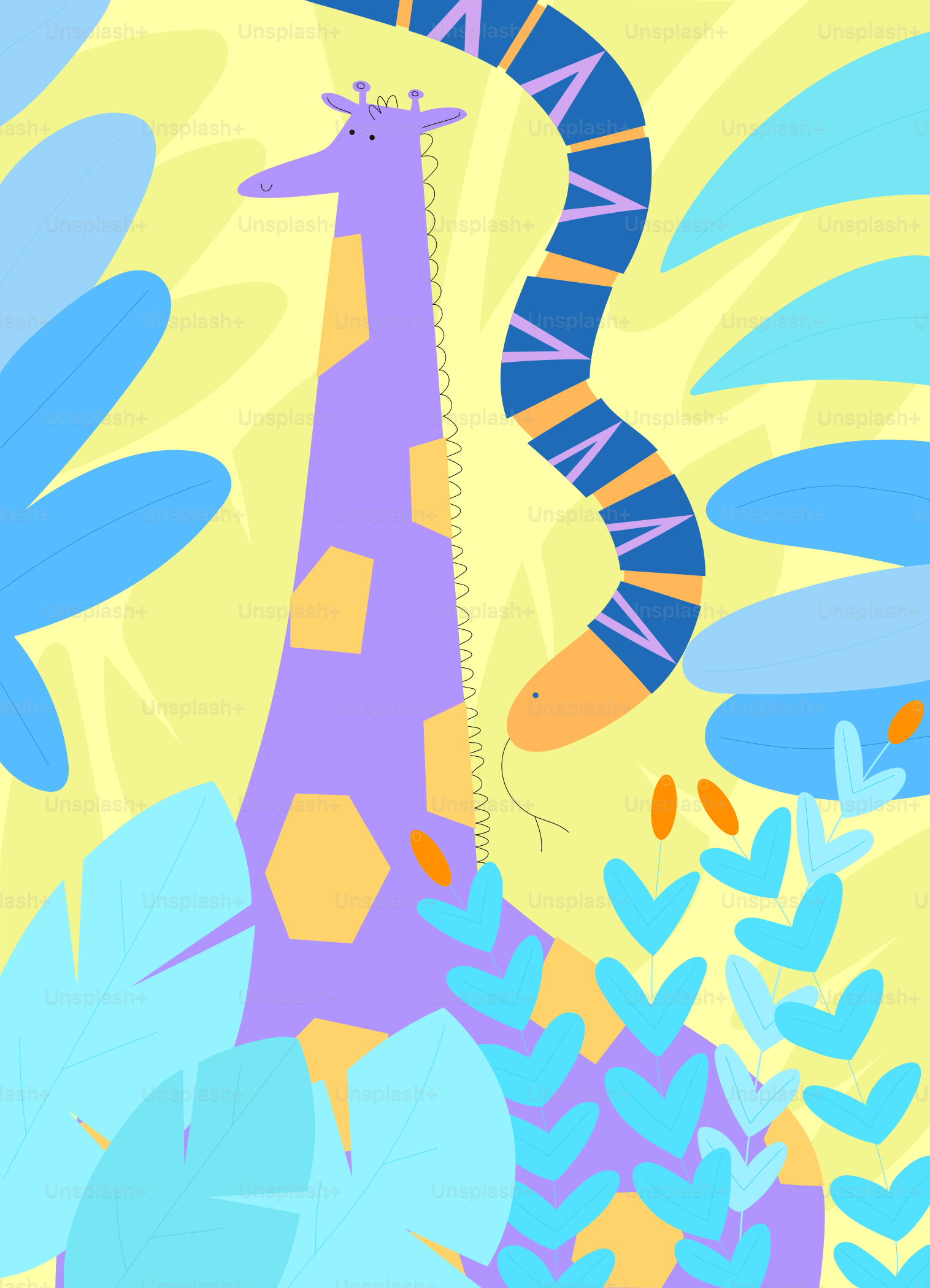 Giraffe Snake - Gradient Illustration Collection - 4K Quality