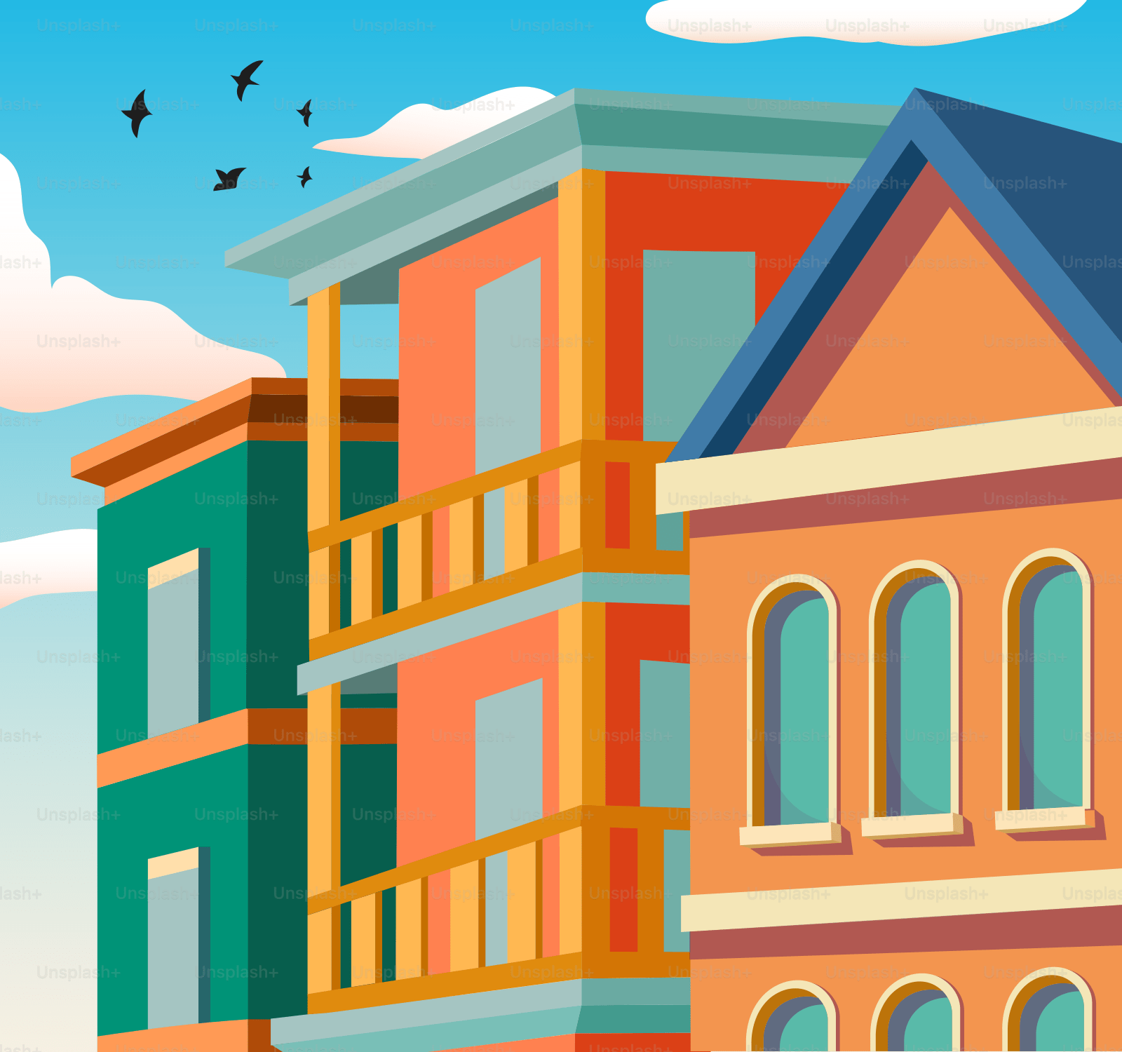 Un Edificio De Stock Illustrations 2 Un Edificio De Stock - Download Creative Geometric Art | Full HD