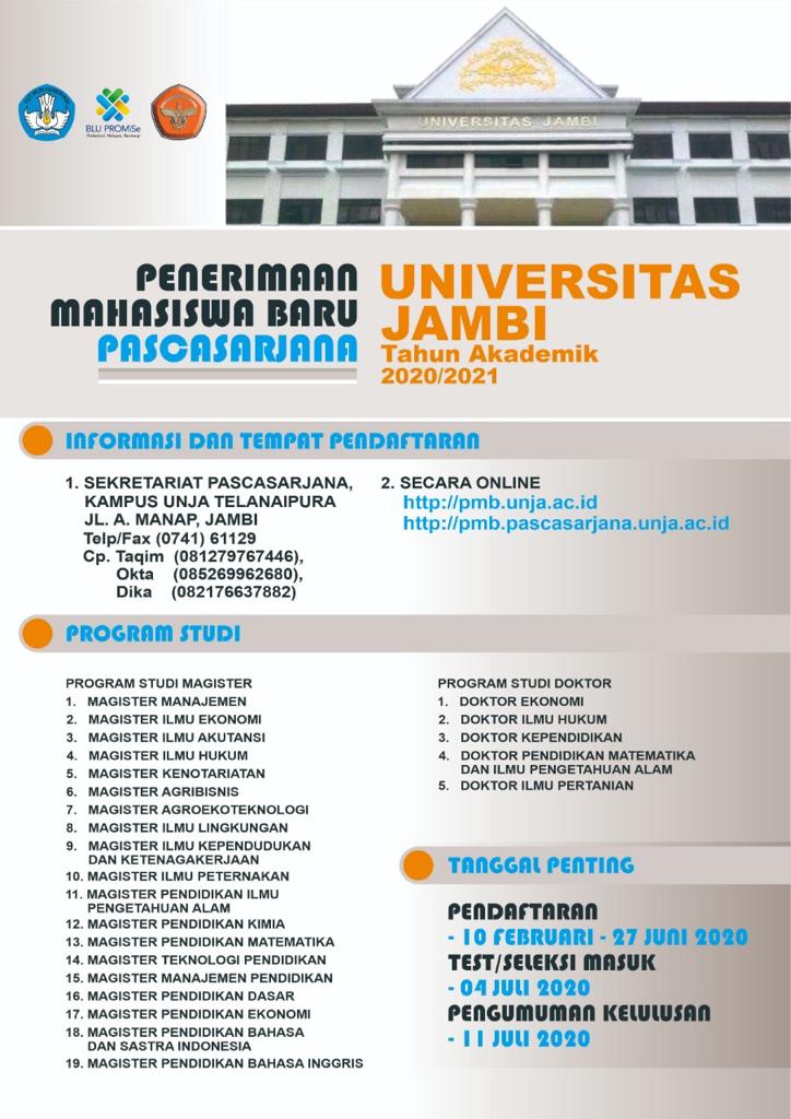 Pendaftaran Mahasiswa Baru Pascasarjana Universitas Jambi