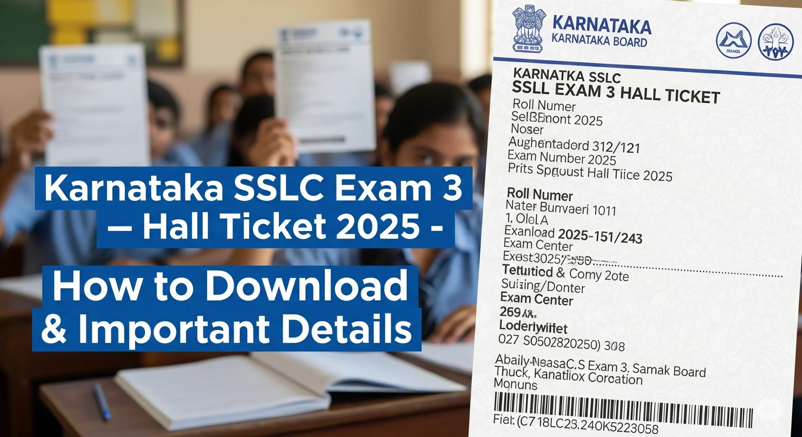 Karnataka SSLC Exam 3 Hall Ticket 2025