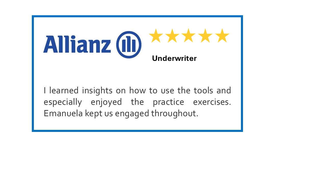 Testimonial from Alllianz about a training event
