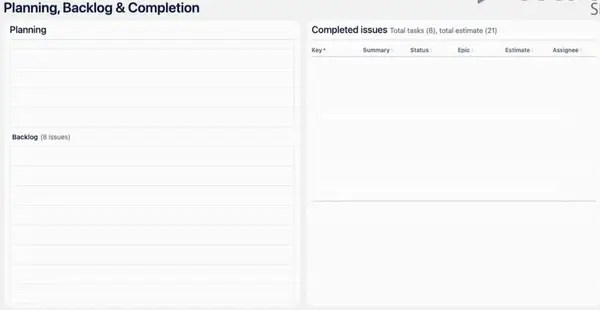 Planning and completed tasks sections with drag-and-drop prioritisation