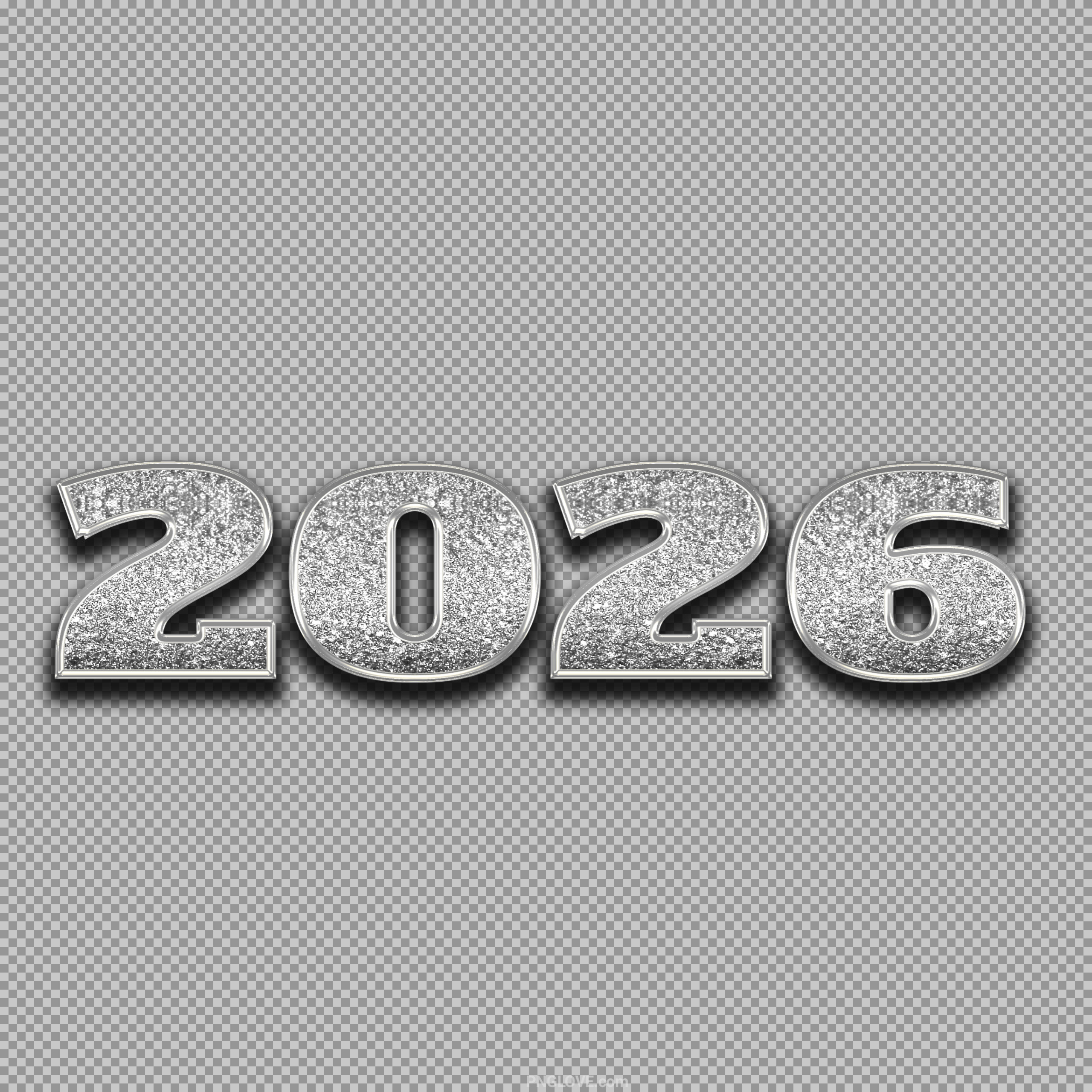 2026 Silver Glitter Numbers PNG New Year 2026 Design 2884 6kWL 
