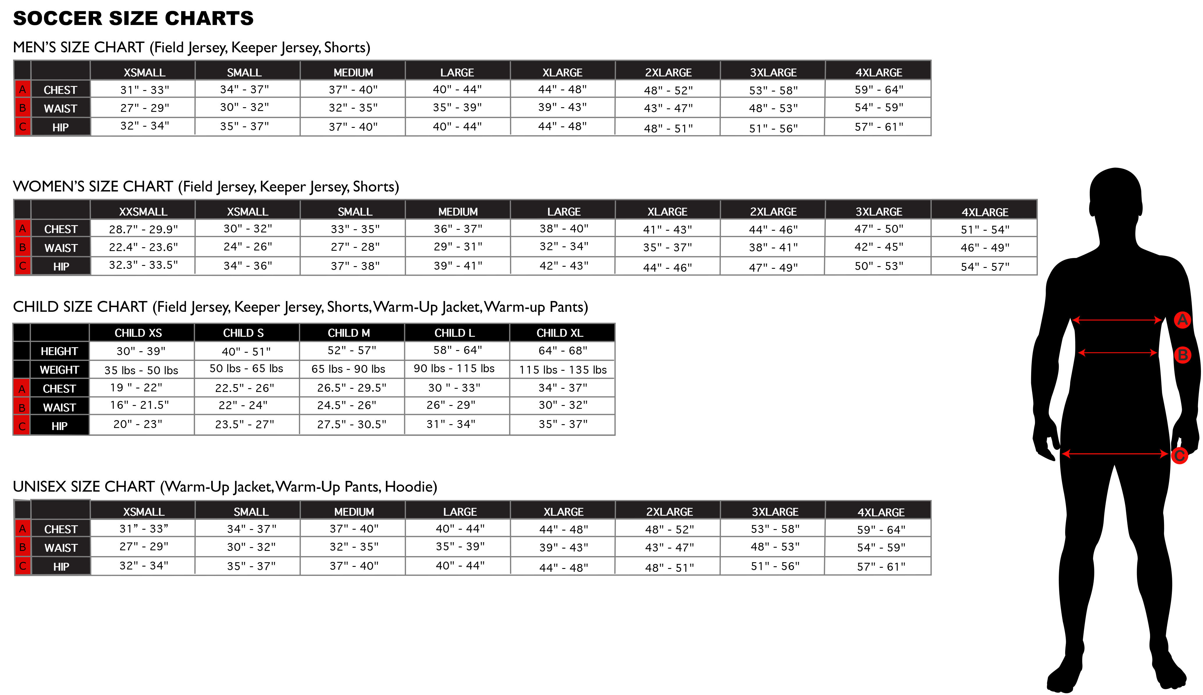 Youth Football Jersey Size Chart