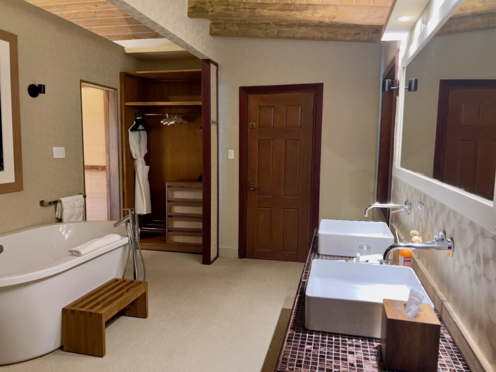 Spacious bathroom with modern fixtures.
