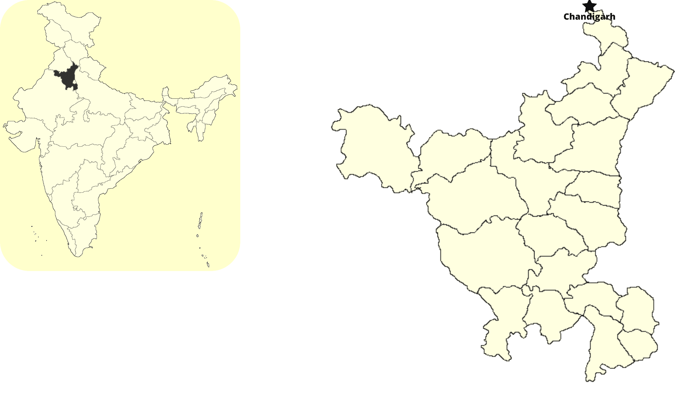 Haryana Map with Capital and location