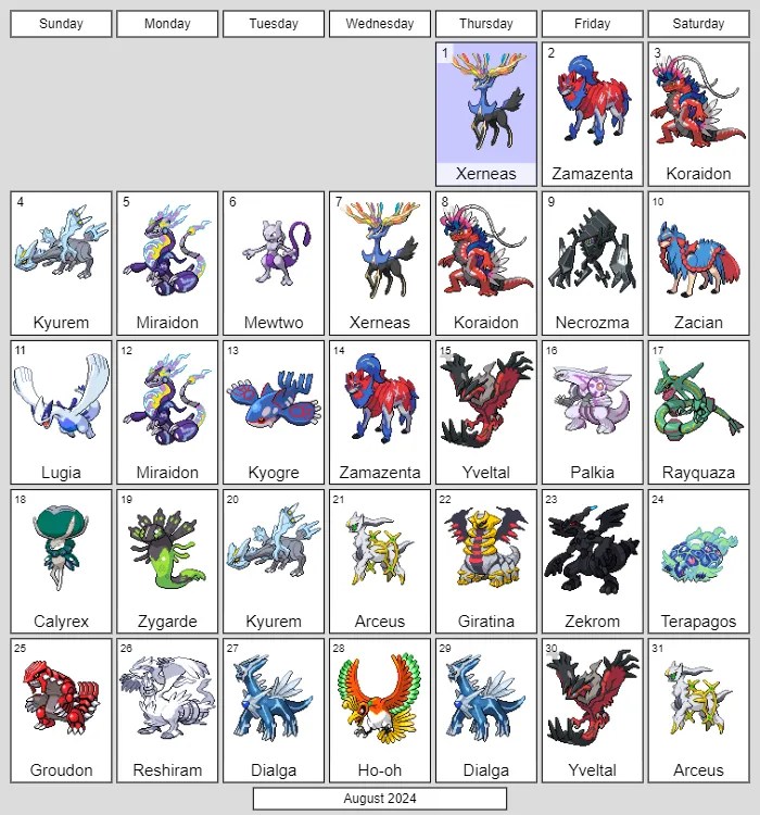 Pokerogue Legendary Up Gacha Schedule Daily Pokemon August 2024 Gacha.webp