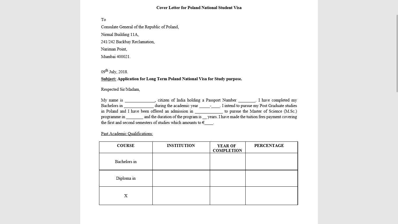 Got National Visa Students Visa For Oct Intake At Mumbai Consulate Of Poland Details Described
