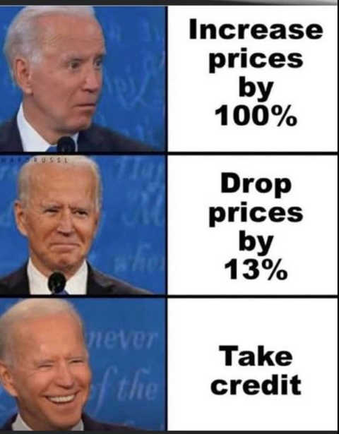 biden increase gas prices doubed small decrease take credit