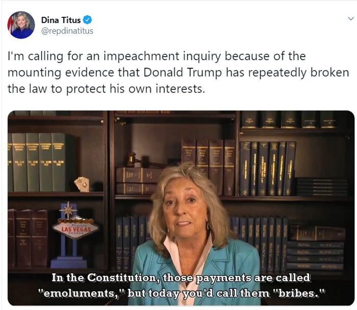Dina Titus. Emoluments are bribes