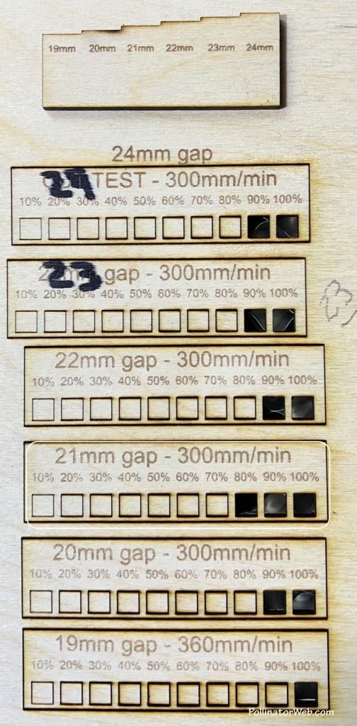 NEJE cut test at various gaps 1 PollinatorWeb