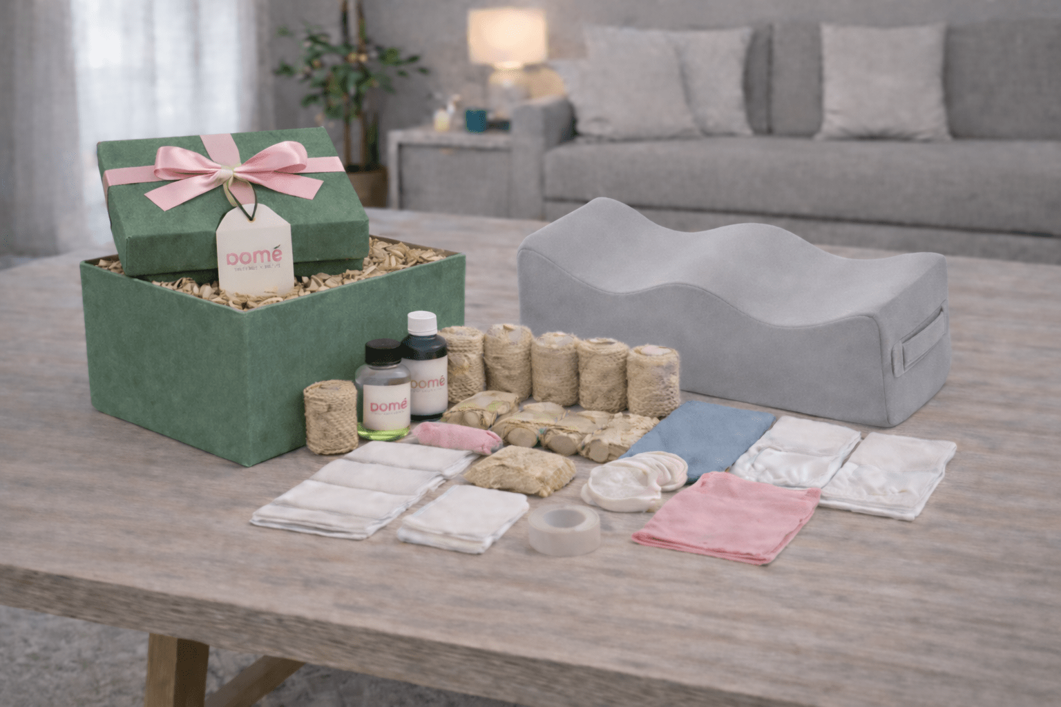 Advanced BBL recovery kit with compression garment, BBL pillow, foam board, massage tools, and post-surgery essentials.