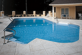 SunPro vinyl liner pool in a 4-foot radius rectangle shape