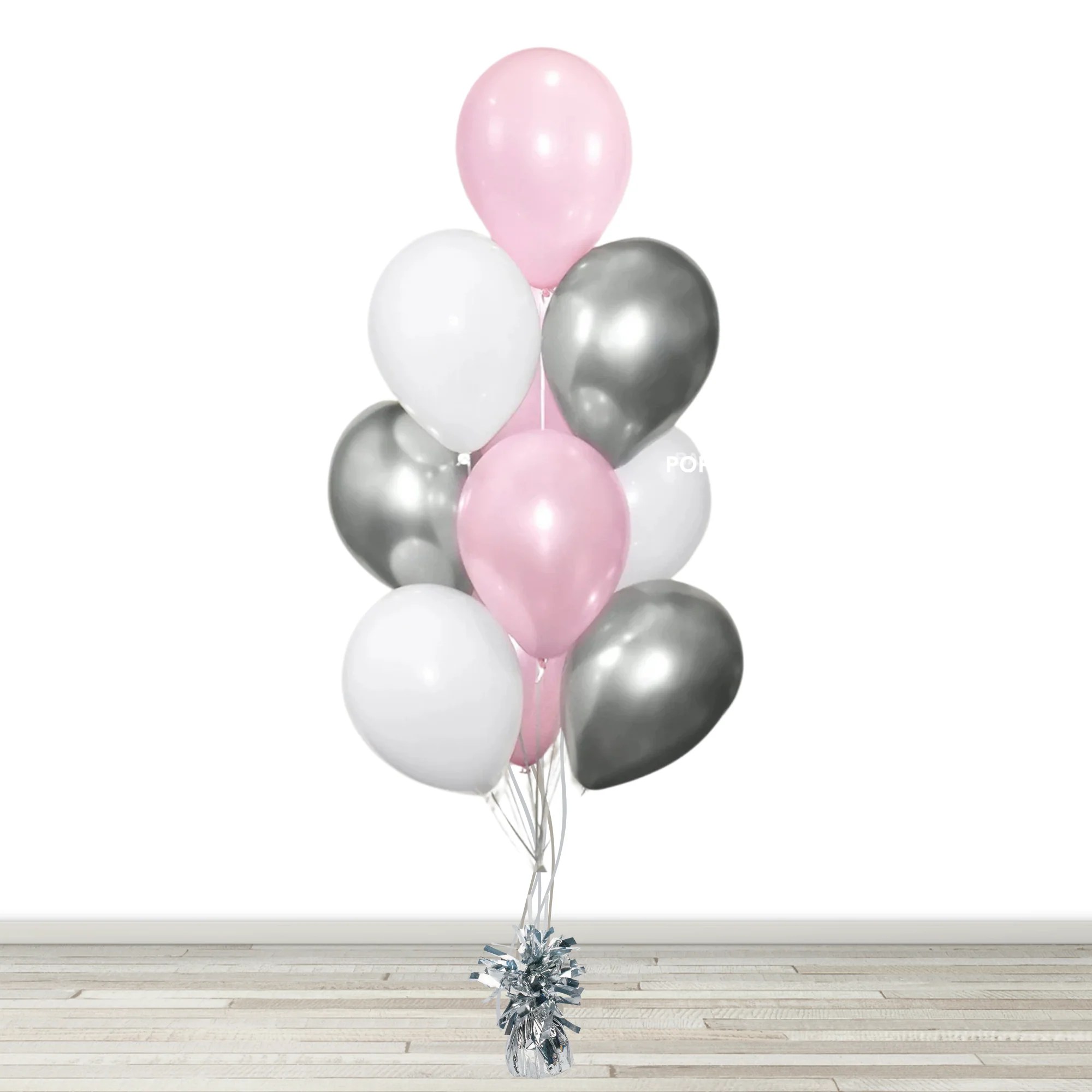 Pink And Silver Balloon Bouquet 10 Balloons