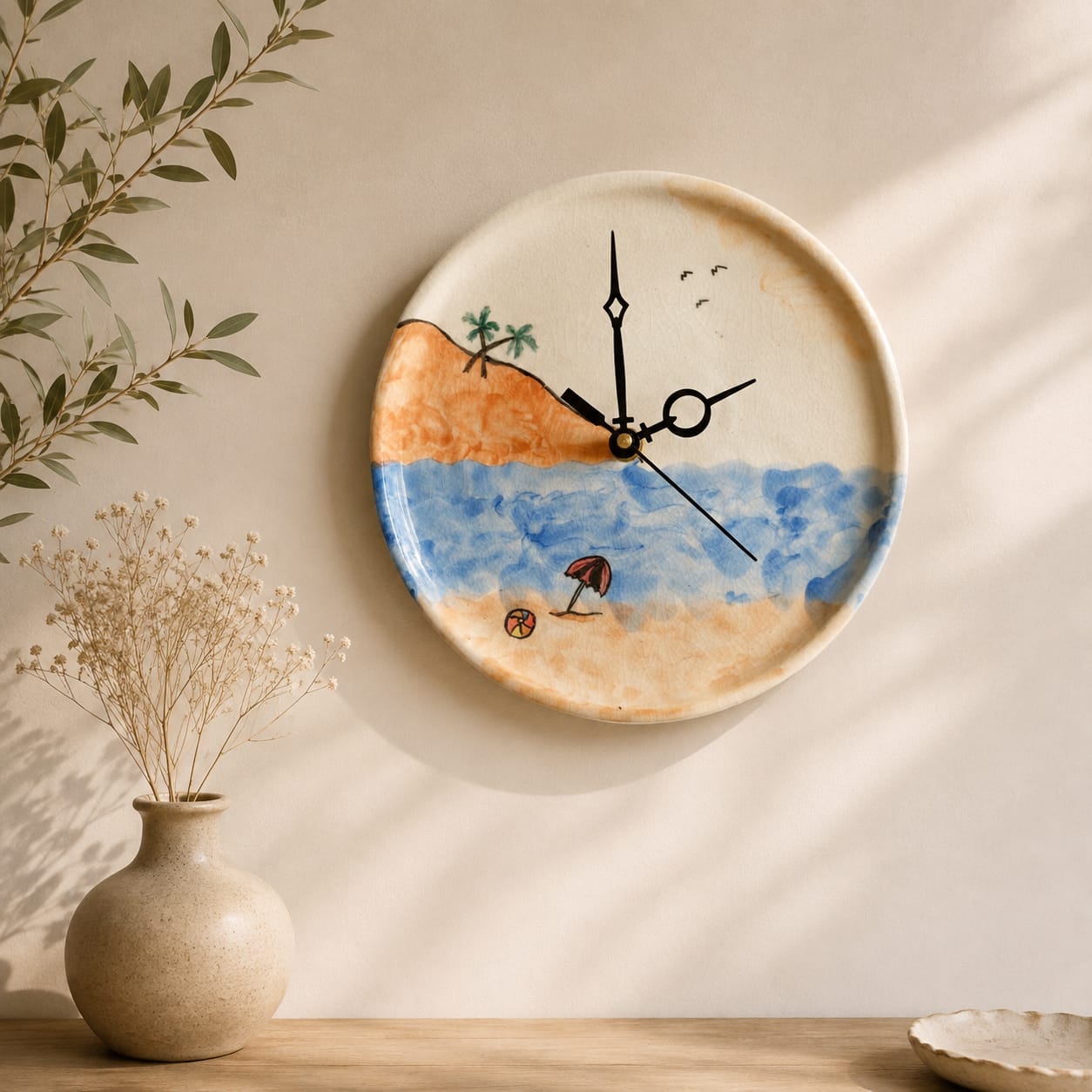 Beach Day Ceramic Wall Clock