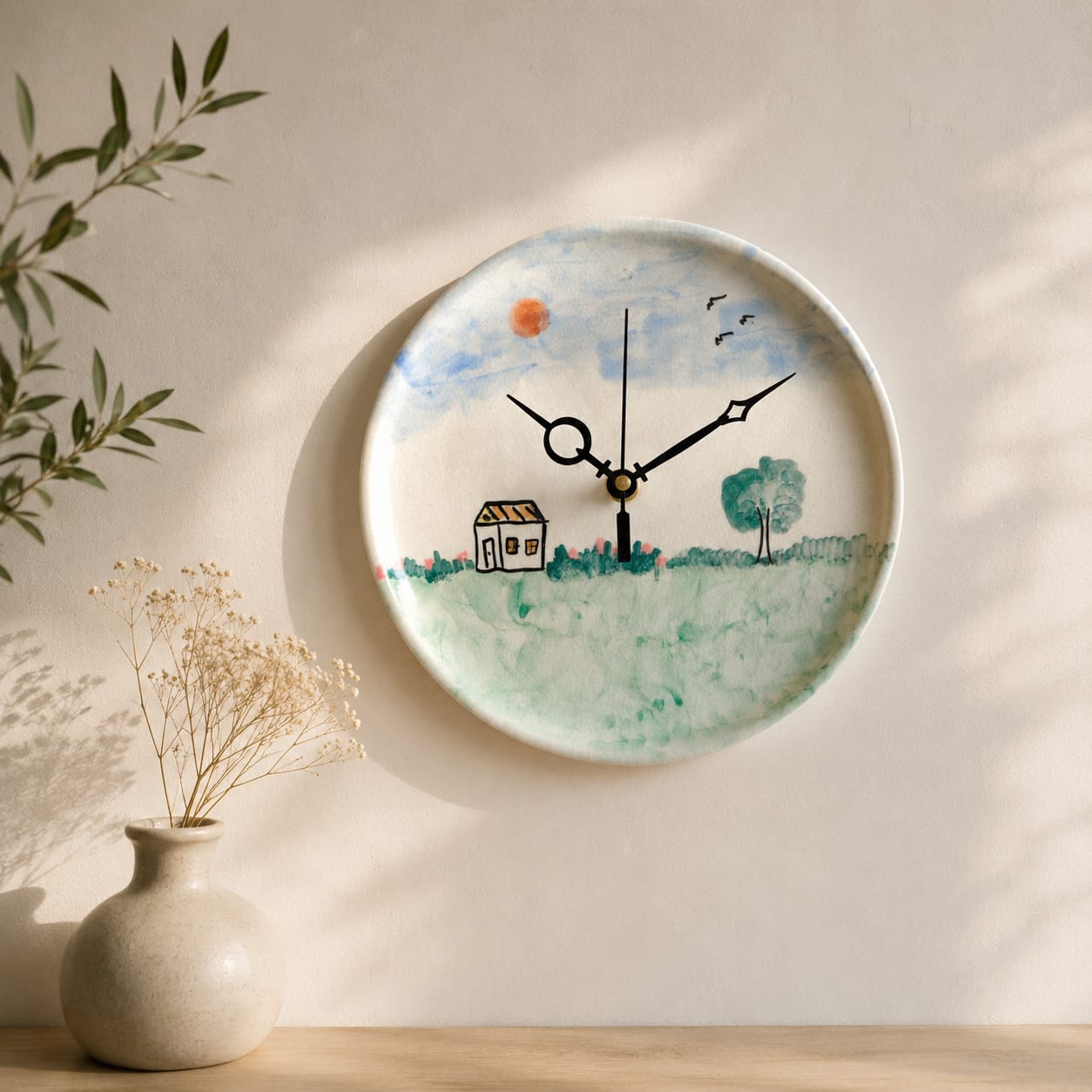 Little Green Fields Ceramic Wall Clock