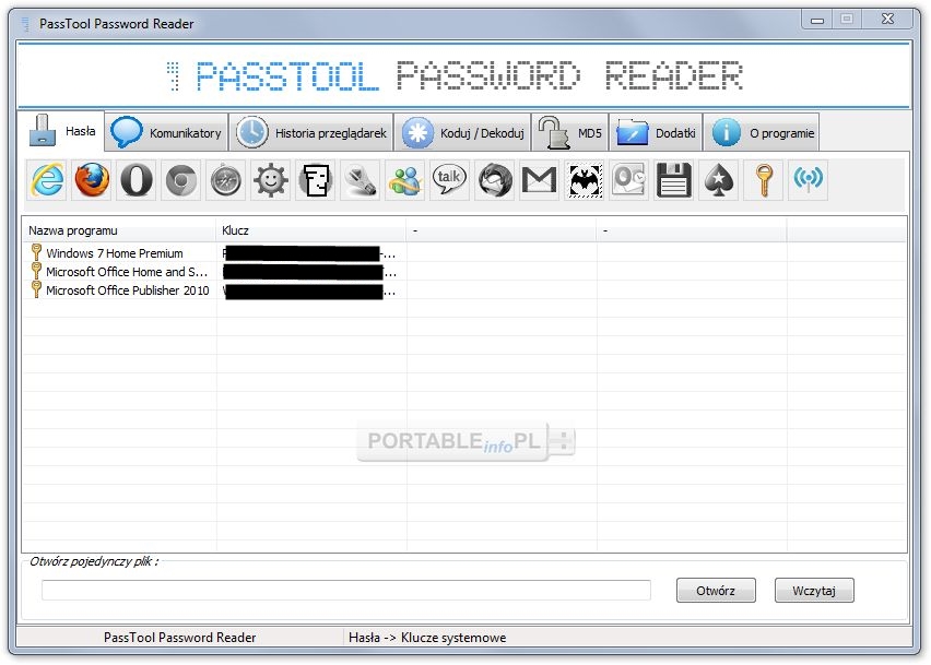 PassTool Password Reader 10.0 portable - Portable info PL