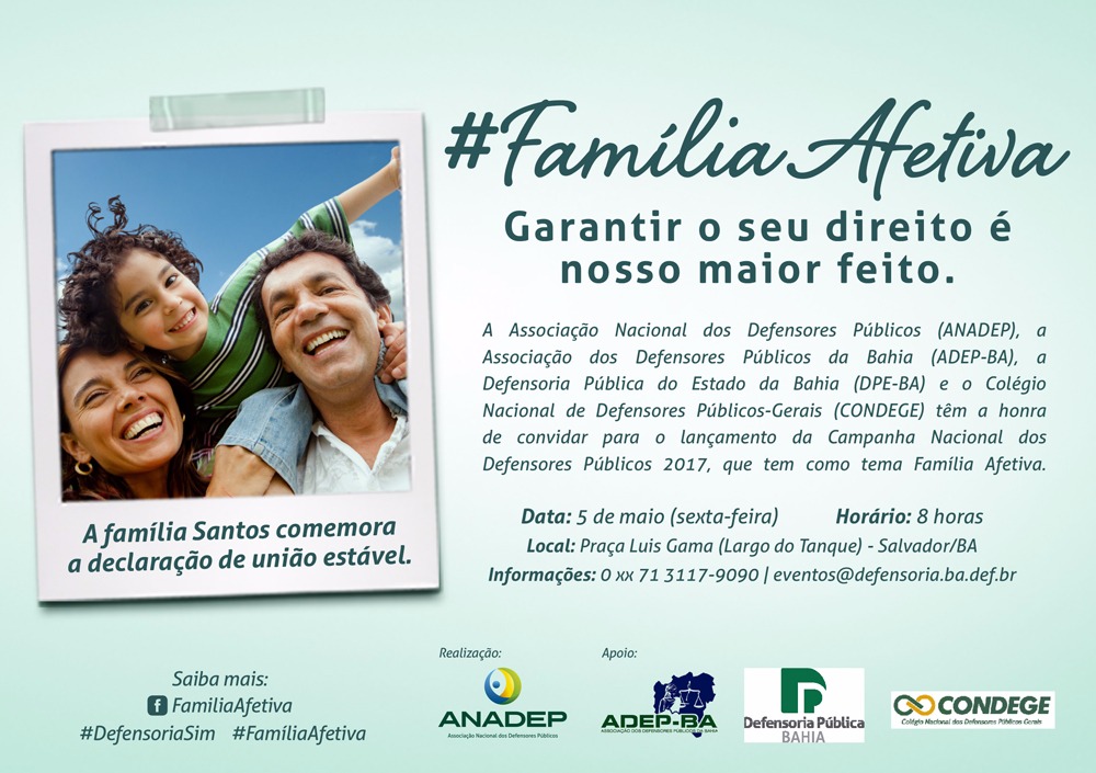 Read more about the article Afeto nas relações familiares é foco da Campanha Nacional dos Defensores Públicos