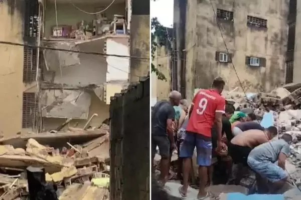 URGENTE! Vídeo: prédio interditado desaba no Grande Recife e pessoas são soterradas; polícia busca por vítimas
