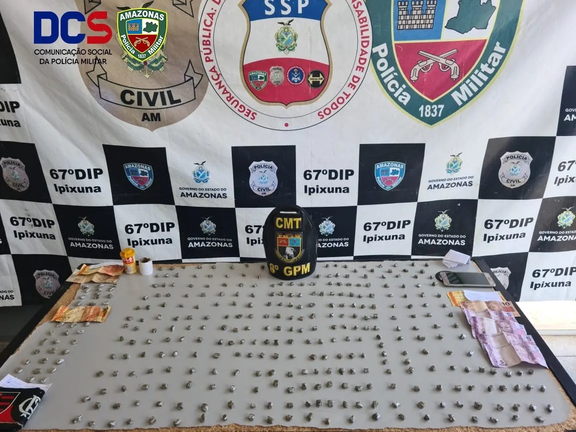 Em Ipixuna, trio é preso com 322 trouxinhas de maconha