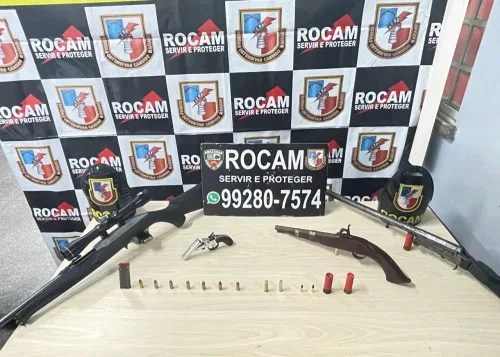 Polícia Militar apreende quatro armas de fogo e munições na zona Norte