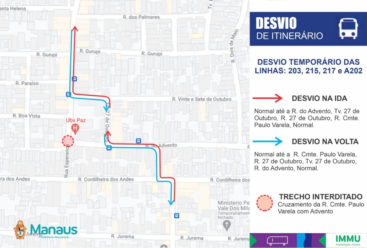 Trânsito em ruas do bairro da Paz será desviado temporariamente nesta quarta-feira (16)