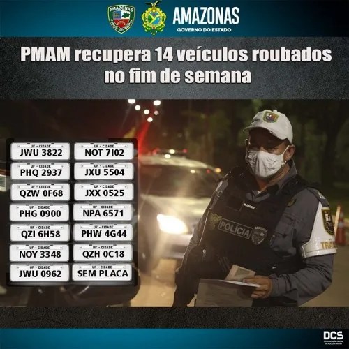 Em Manaus, PM recupera 14 veículos roubados