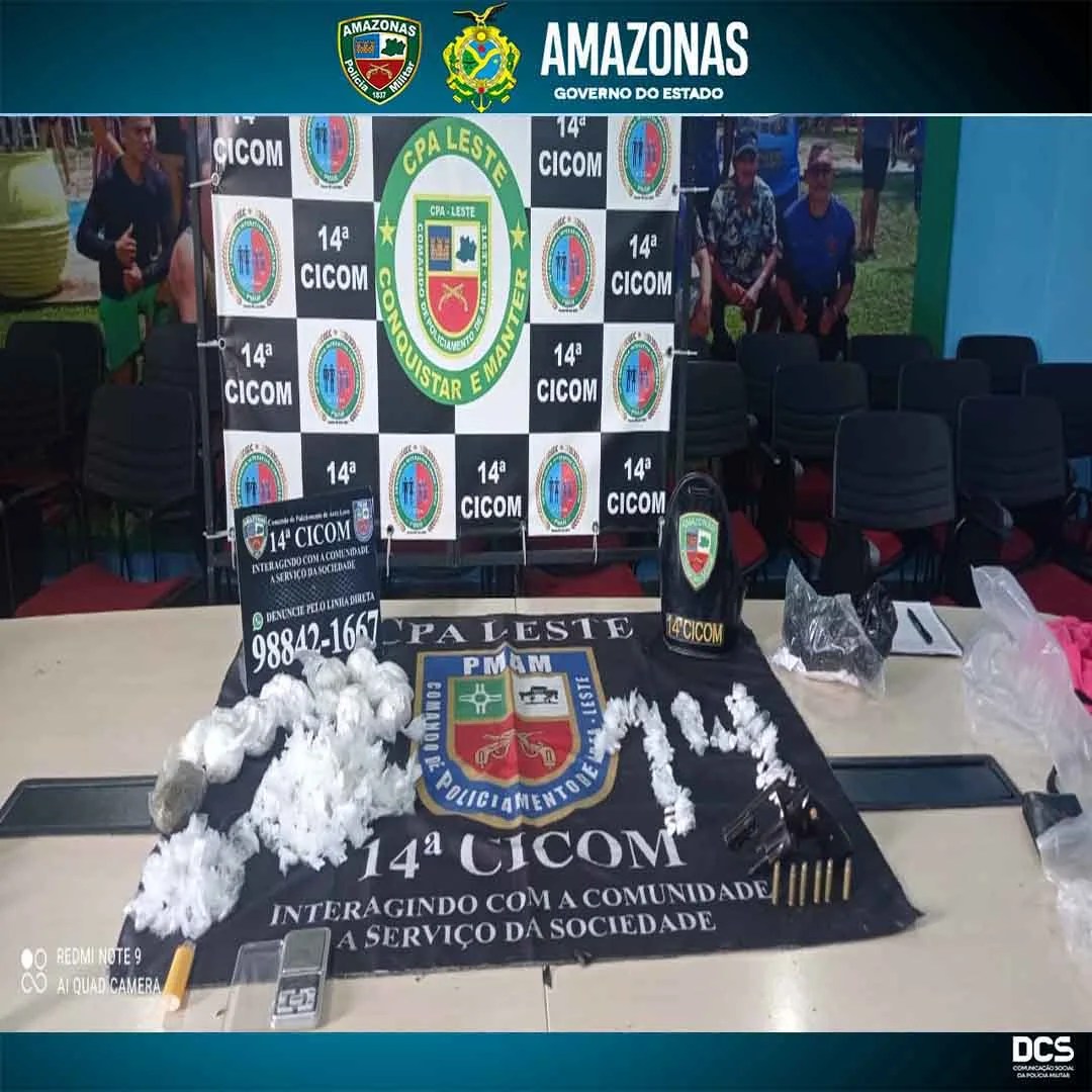 Polícia prende homem por tráfico e porte ilegal de arma de fogo, em Manaus