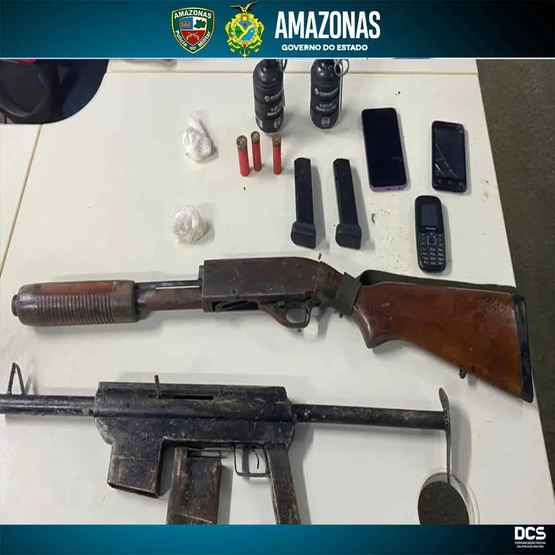 PM prende homem com armamentos, granadas, aparelhos celulares e drogas no AM