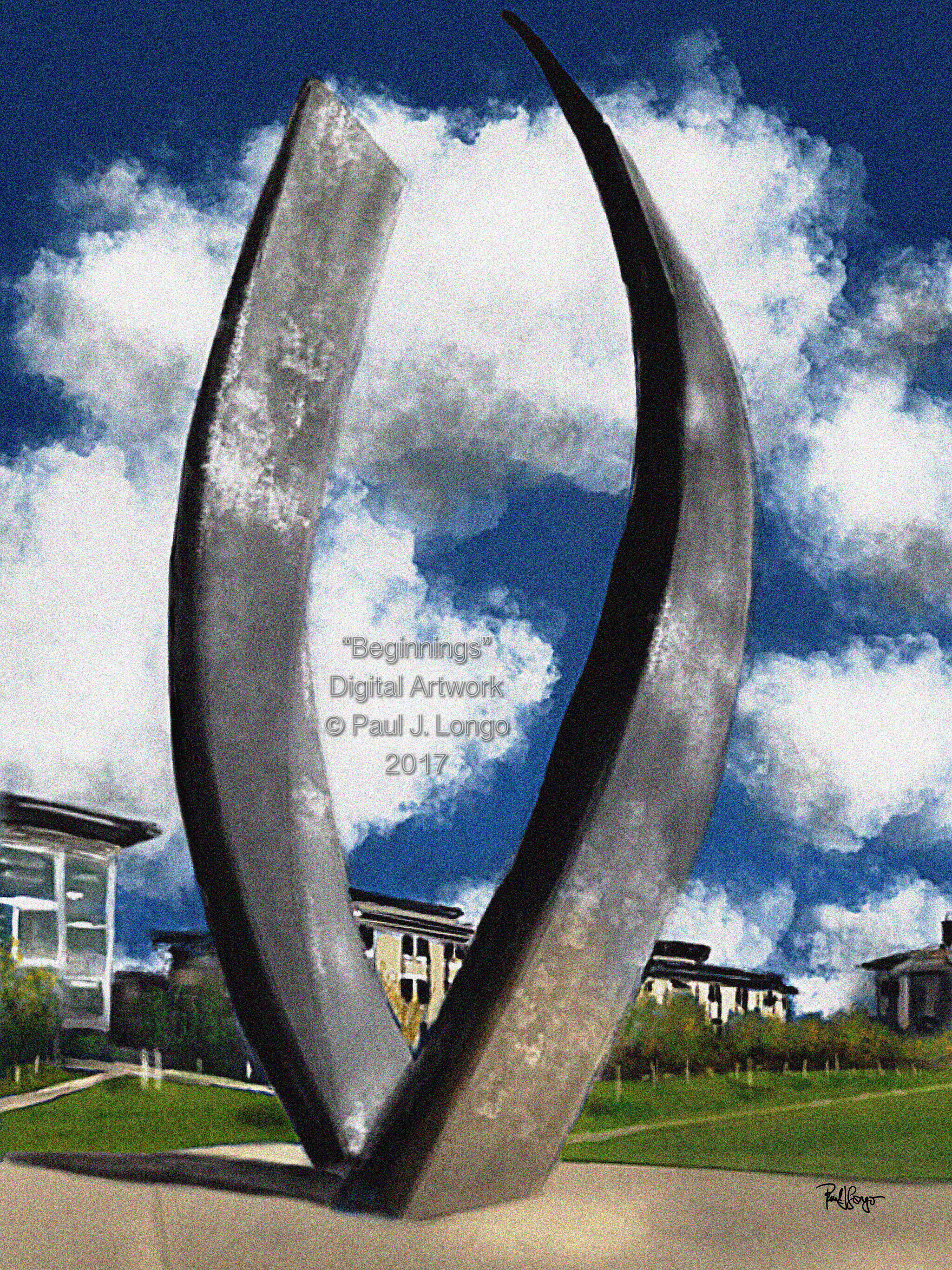 The burnished stainless steel sculpture is located at the open end of the quad in the academic core of campus, facing the city of merced. Beginnings A Commissioned Digital Drawing Of A Sculpture On The Campus Of Uc Merced Portfoliolongo