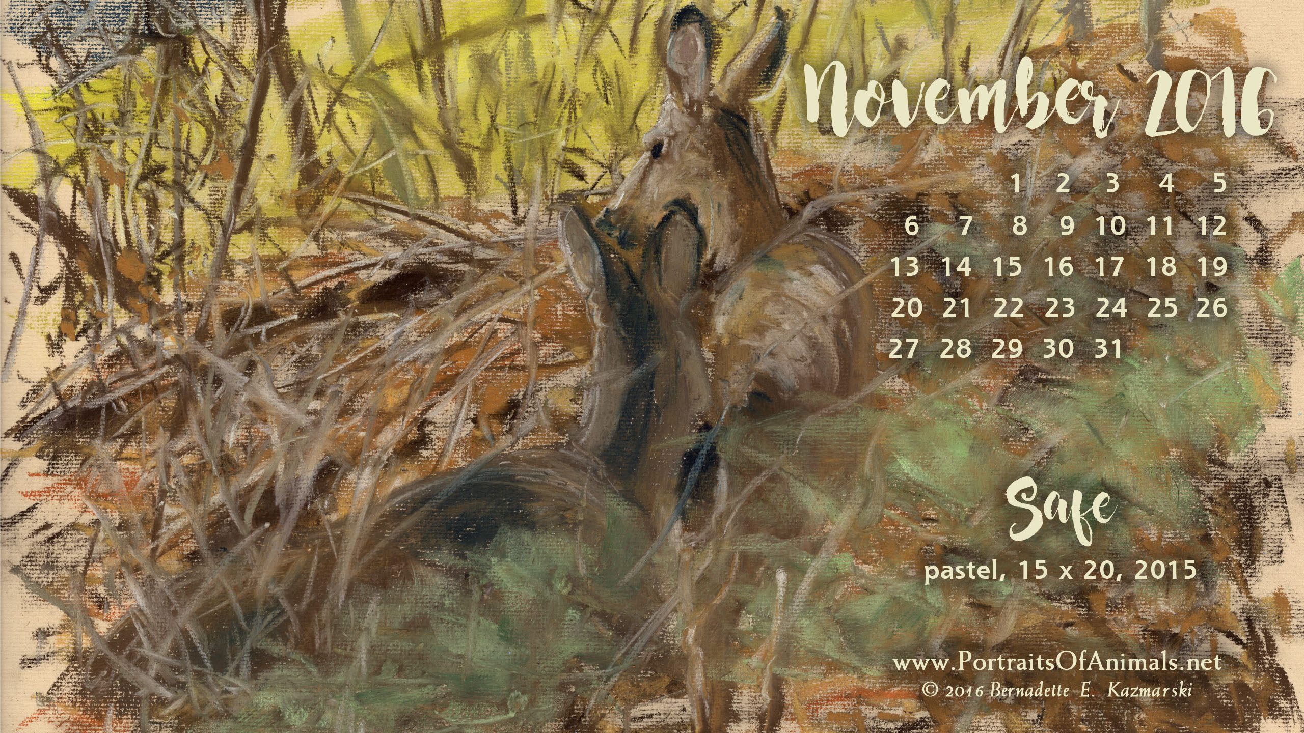 November Featured Nature Art and Desktop Calendar "Safe" Portraits