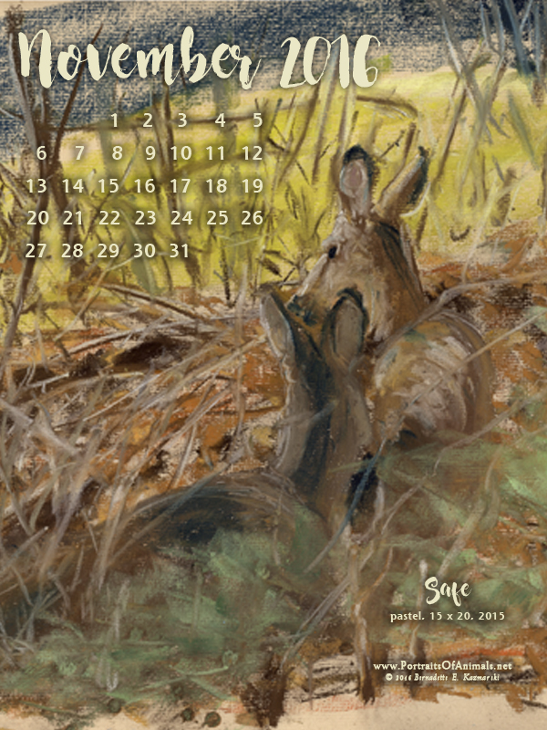November Featured Nature Art and Desktop Calendar "Safe" Portraits