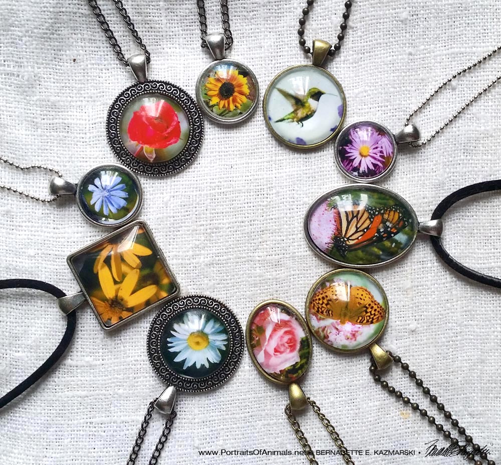 Birds and Butterflies and Wildflowers and all Cabochon Pendants 2 for