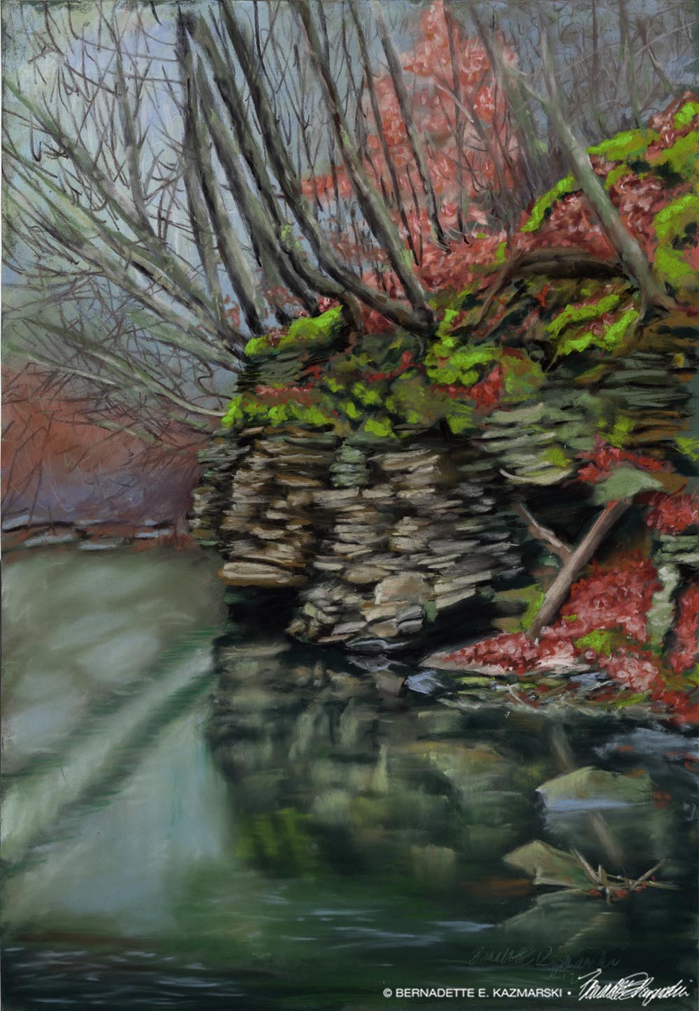 Emerging Spring, pastel on pastelmat, 13.5 x 19.5, 2021 © Bernadette E. Kazmarski