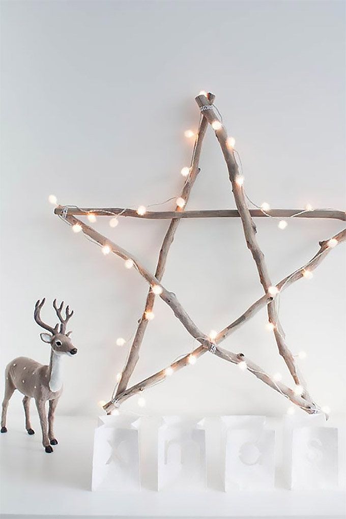 scandinavian star Christmas decoration made with fairy lights scandinavian star Christmas decoration made with fairy lights