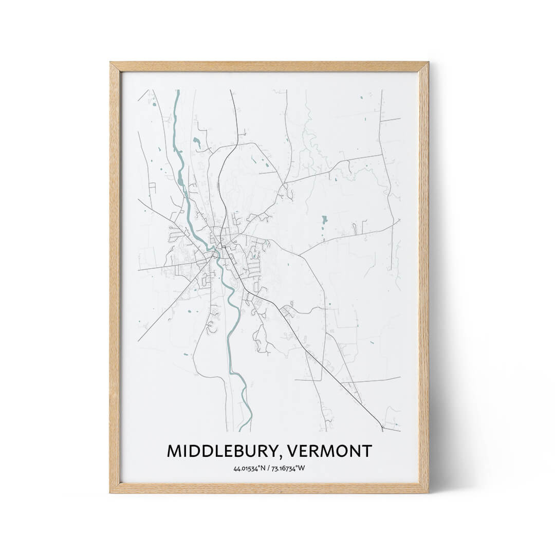 Middlebury Map Poster Your City Map Art Positive Prints Middlebury City Map Poster 