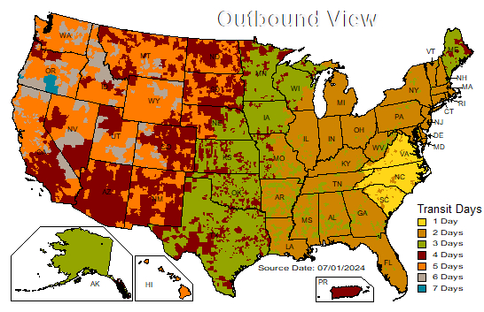 How To Determine UPS Domestic Shipping Zones Outbound View.