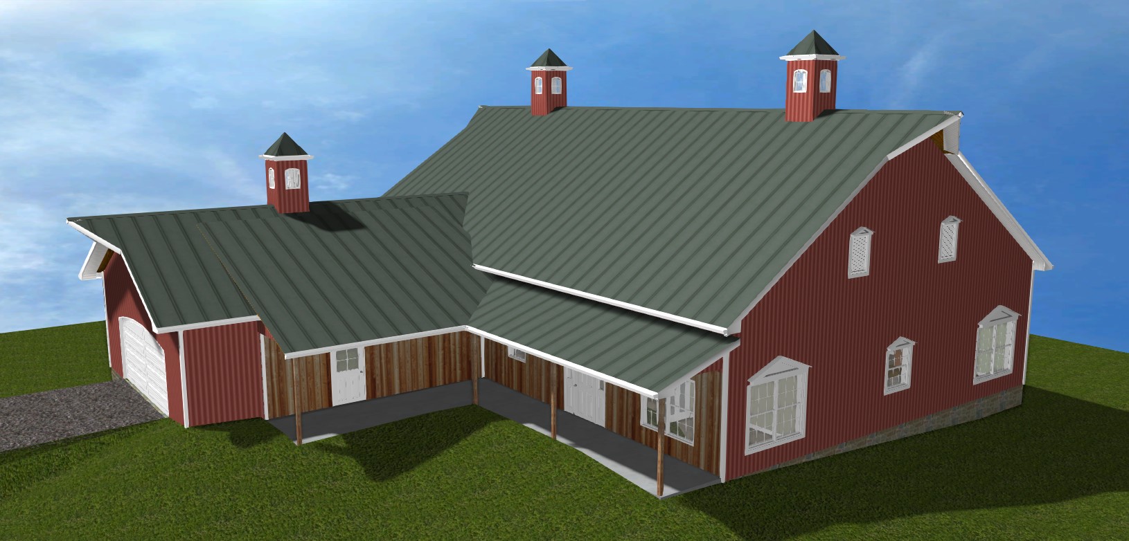 Red Barn House Post Frame Print WITH LOFT POST FRAME IDEAS