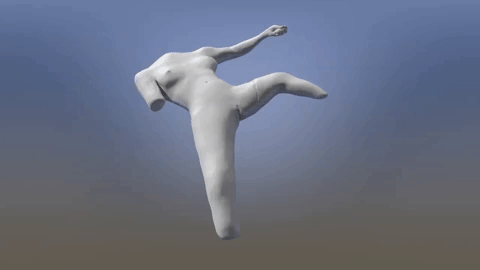 floating figure rotates in blue void